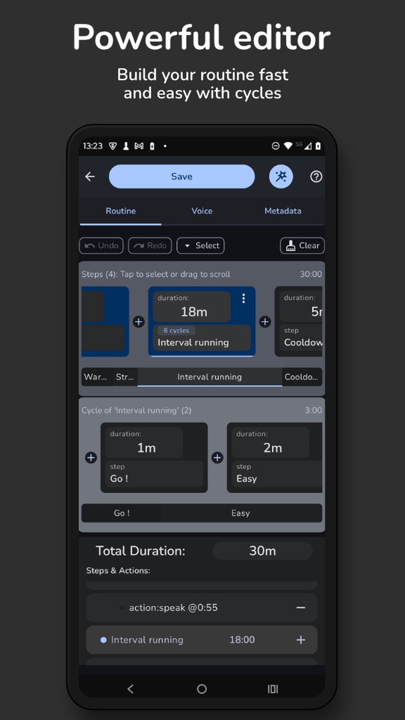 Build your routine fast and easy with cycles