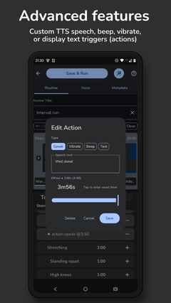 Custom TTS speech, beep, vibrate, or display text triggers (actions)
