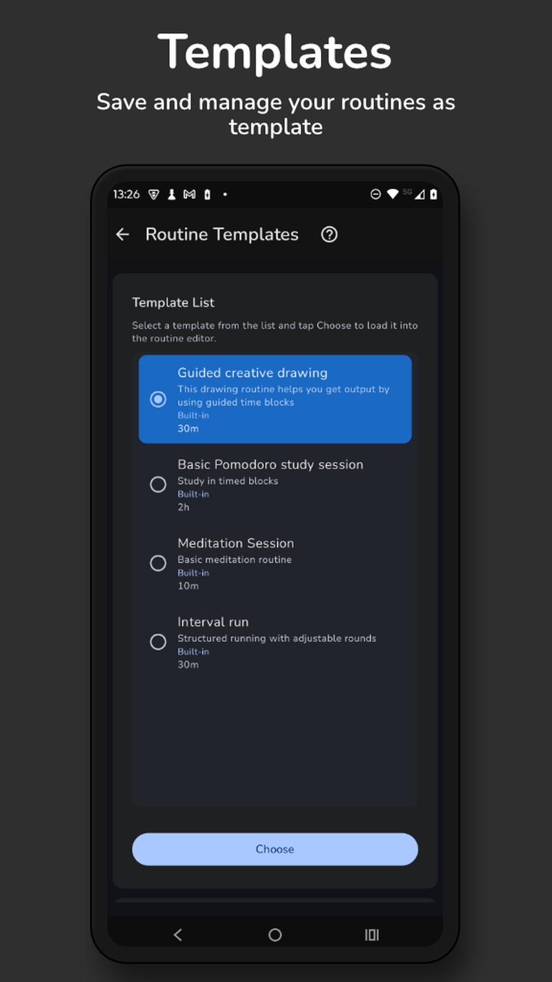 Save and manage your routines as template