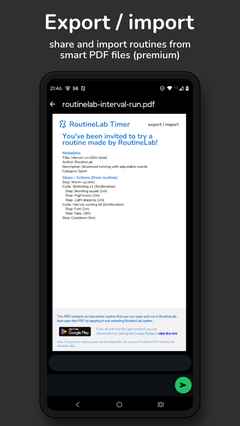Export and import and share routines as smart PDF files